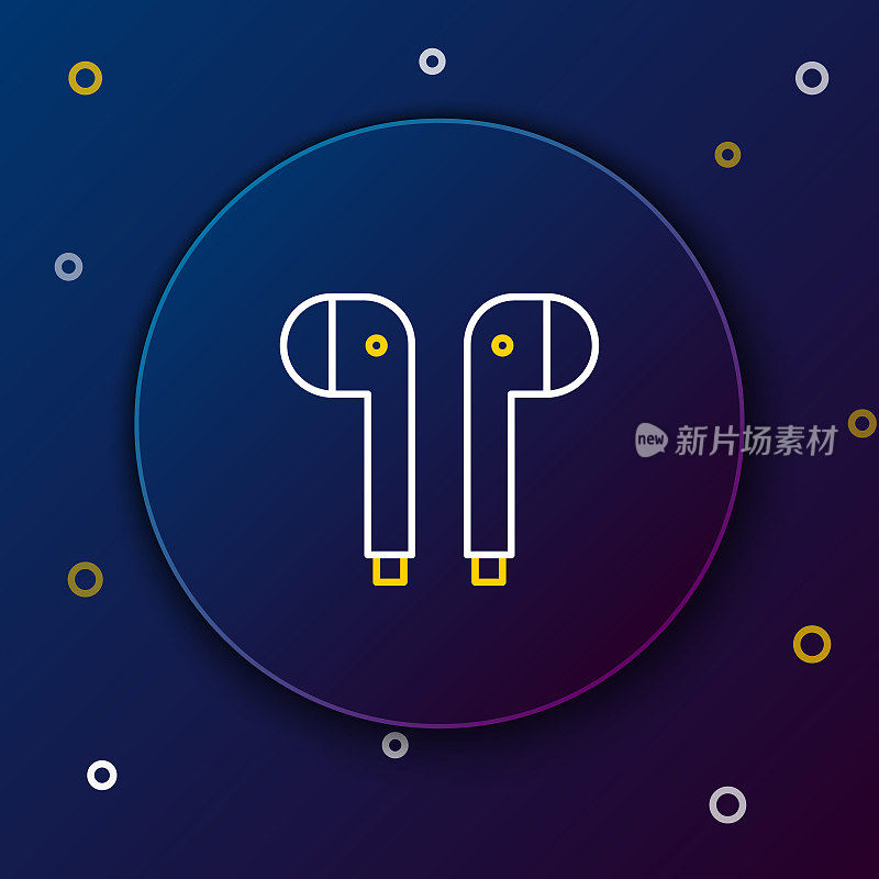 Line Air headphones icon icon isolated on blue background. Holder wireless in case earphones garniture electronic gadget. Colorful outline concept. Vector